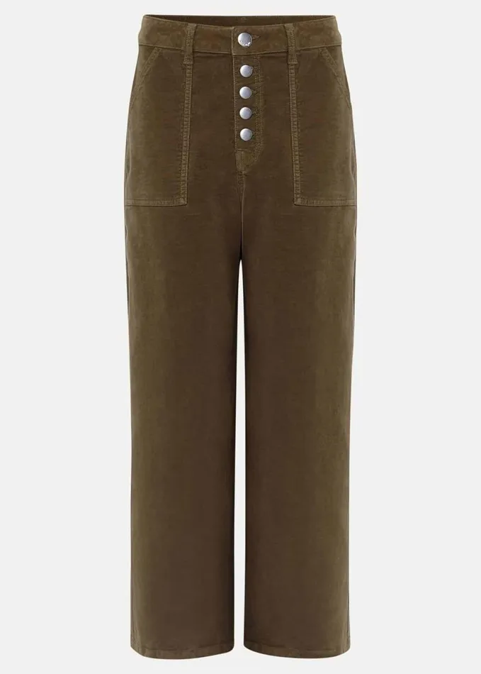 Phase Eight Karlie Button Through Corduroy Jeans Olive Women Trousers
