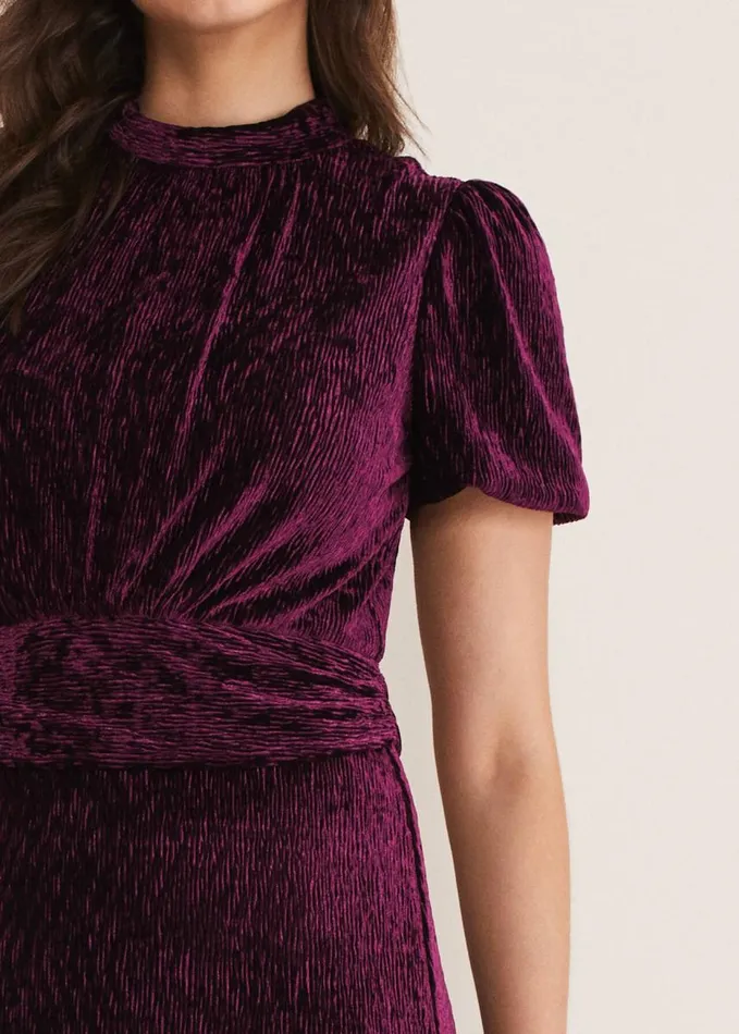 Phase Eight Kaylee Velvet Pleat Dress Bluecamelpink Women Dresses
