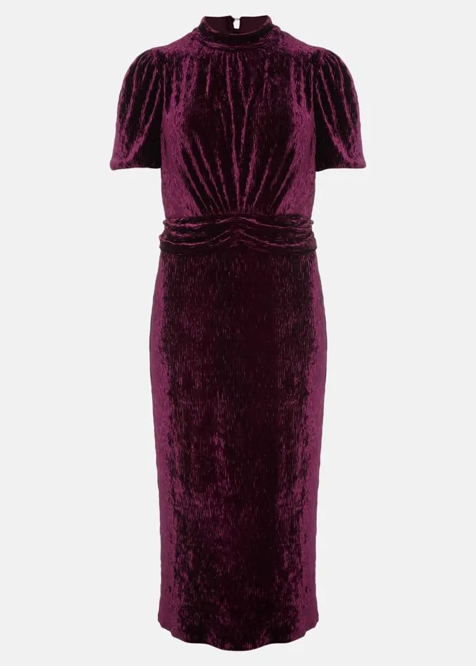 Phase Eight Kaylee Velvet Pleat Dress Bluecamelpink Women Dresses