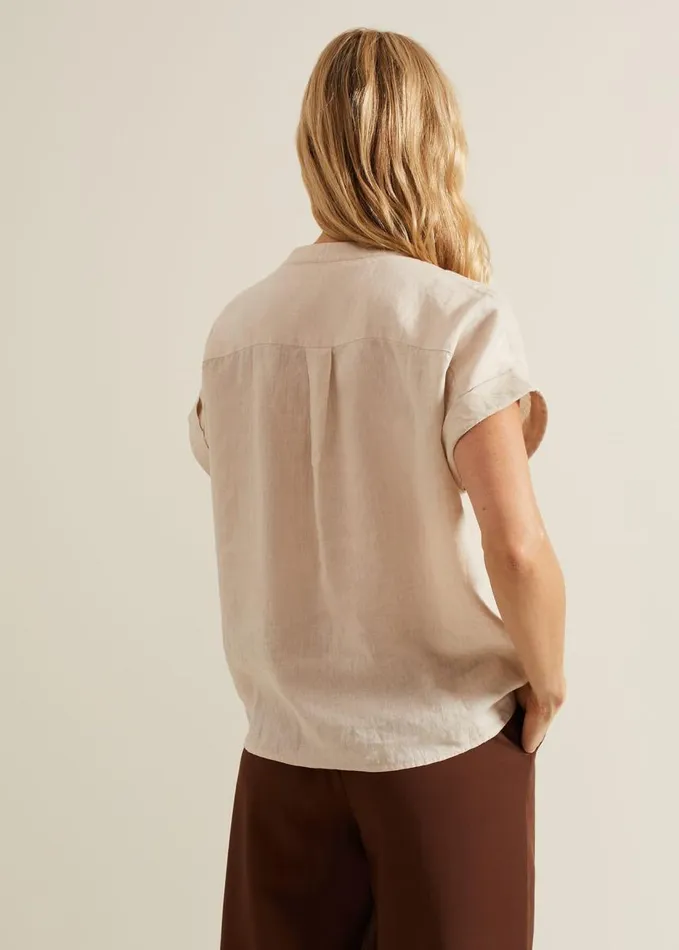 Phase Eight Kelsie Button Through Linen Shirt Neutral Women Shirts and Blouses