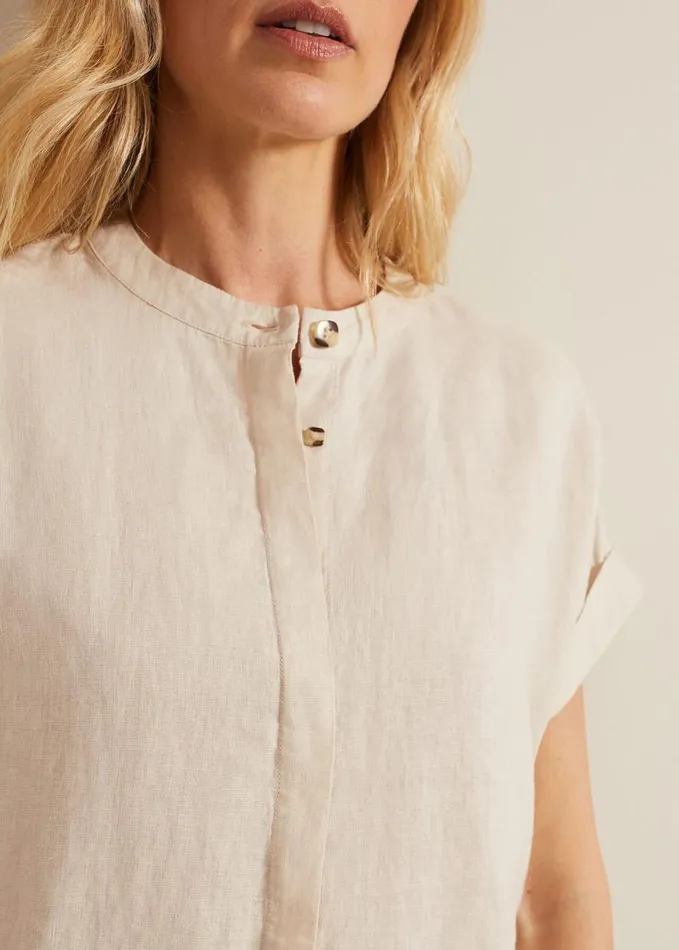 Phase Eight Kelsie Button Through Linen Shirt Neutral Women Shirts and Blouses