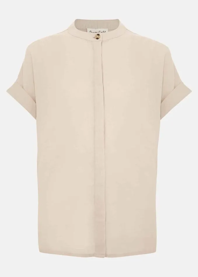 Phase Eight Kelsie Button Through Linen Shirt Neutral Women Shirts and Blouses