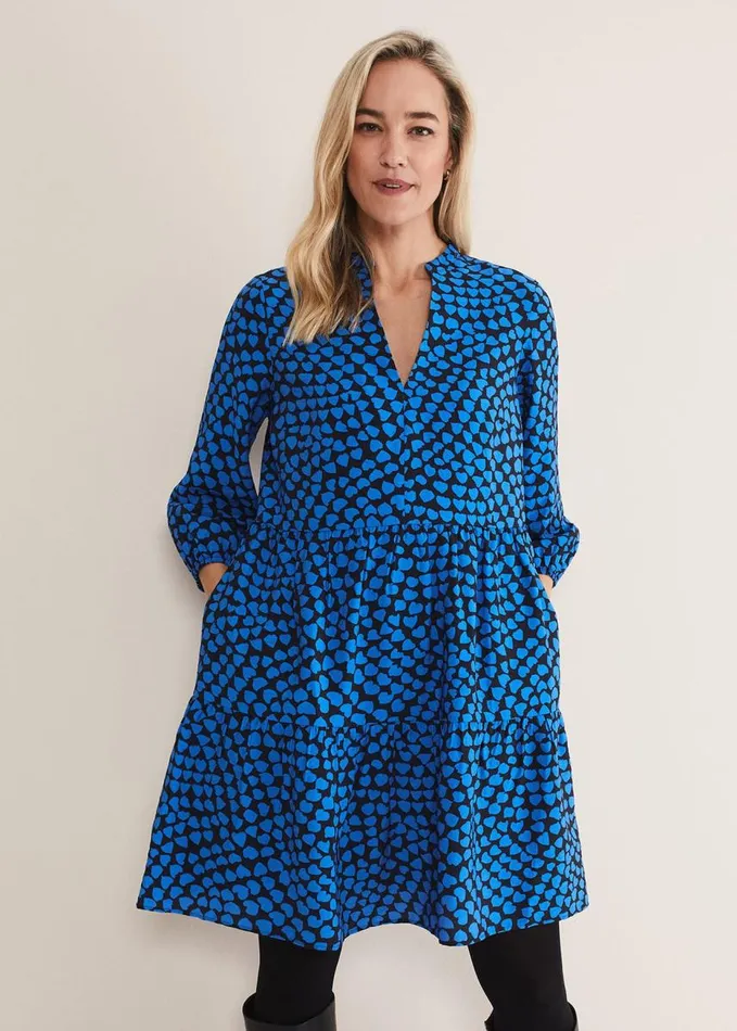 Phase Eight Kesia Heart Swing Dress Bright Blue Women Dresses