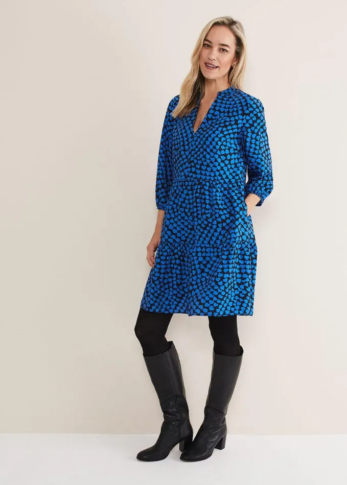 Phase Eight Kesia Heart Swing Dress Bright Blue Women Dresses