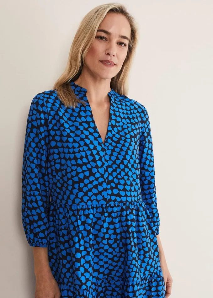 Phase Eight Kesia Heart Swing Dress Bright Blue Women Dresses