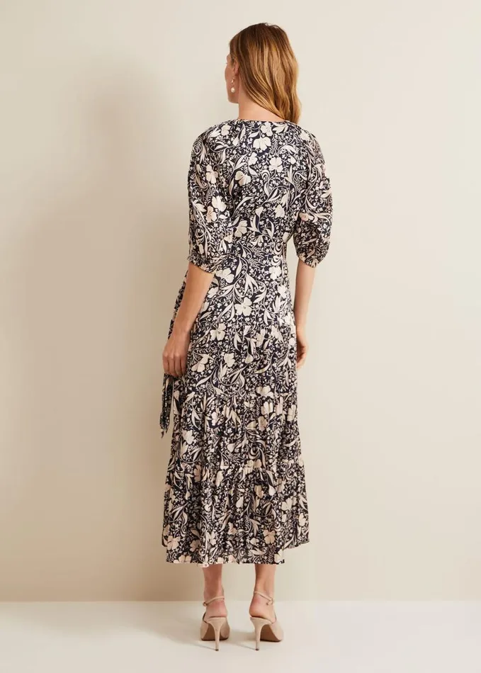 Phase Eight Kezia Satin Floral Wrap Dress Multicoloured Women Dresses