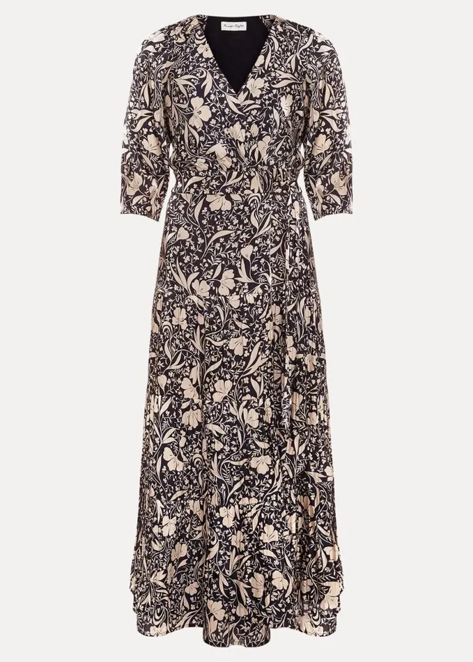 Phase Eight Kezia Satin Floral Wrap Dress Multicoloured Women Dresses