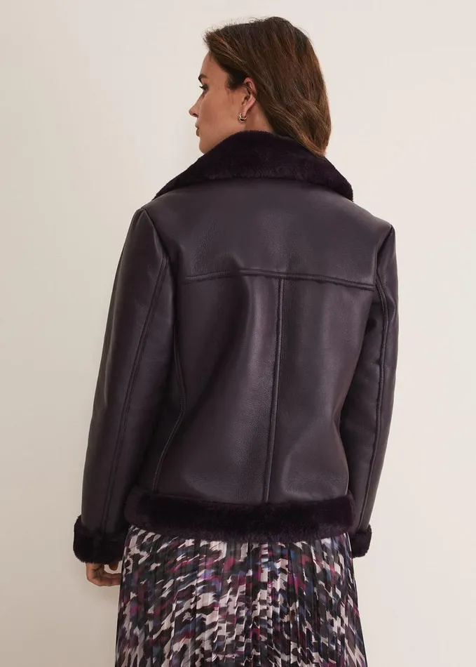 Phase Eight Kya Aviator Jacket Dark Berry Women Coats