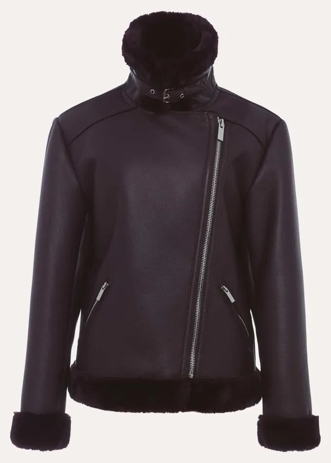 Phase Eight Kya Aviator Jacket Dark Berry Women Coats