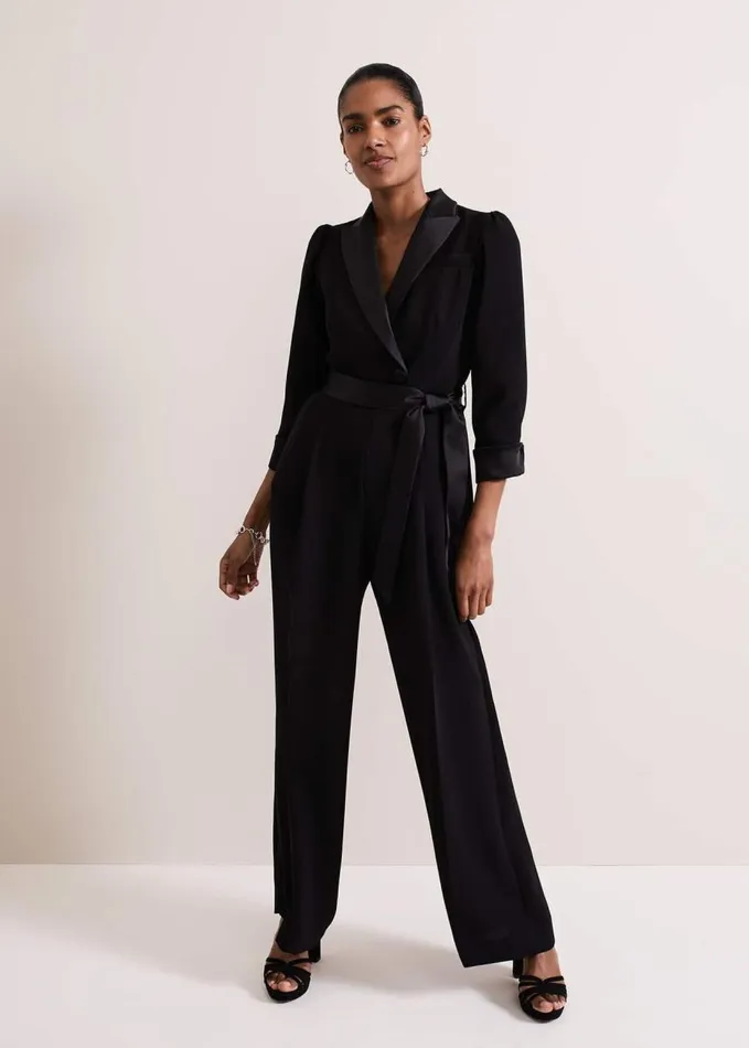 Phase Eight Kylie Tux Jumpsuit Black Women Dresses
