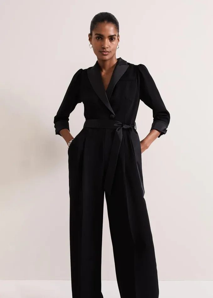 Phase Eight Kylie Tux Jumpsuit Black Women Dresses