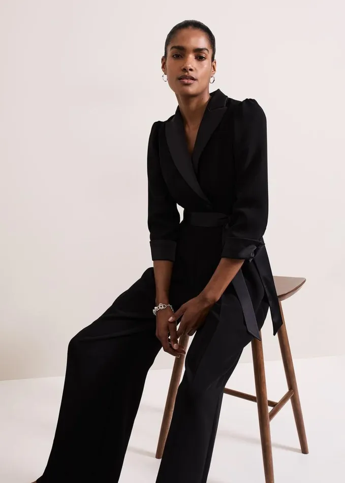Phase Eight Kylie Tux Jumpsuit Black Women Dresses