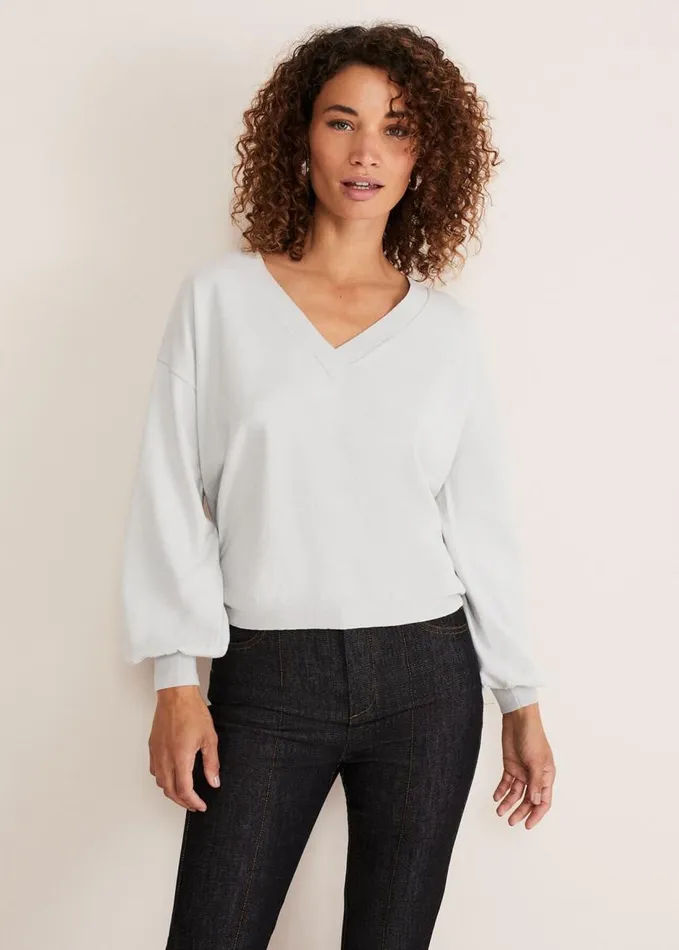 Phase Eight Kylie V Neck Balloon Sleeve Knit Eau De Nil Women Knitwear