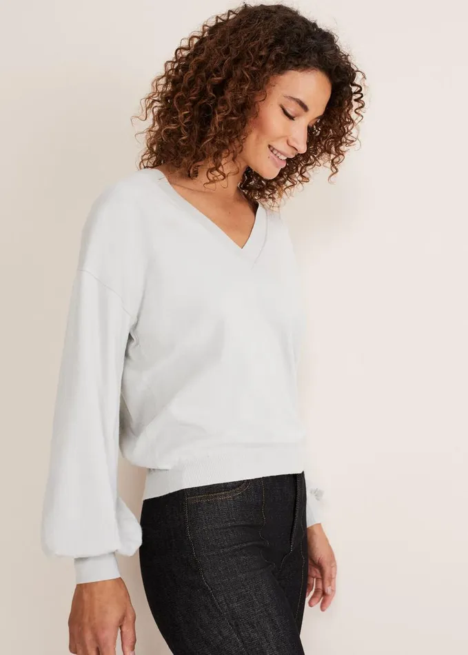 Phase Eight Kylie V Neck Balloon Sleeve Knit Eau De Nil Women Knitwear