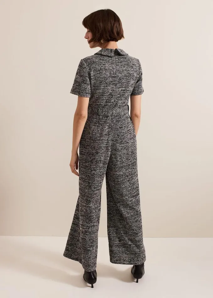 Phase Eight Lavinia Grey Tweed Wide Leg Jumpsuit Grey Women Dresses