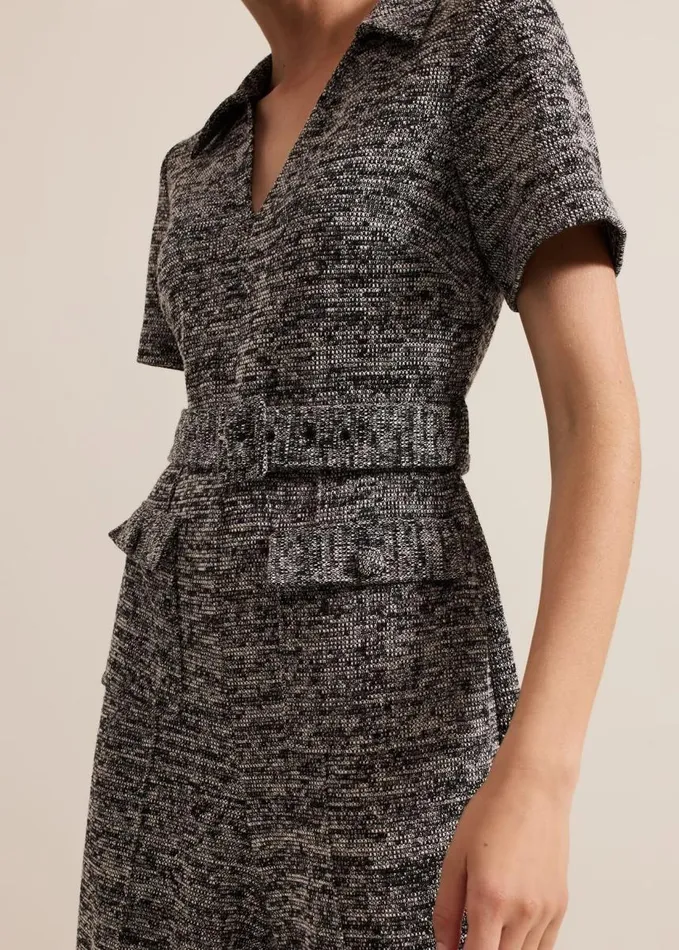 Phase Eight Lavinia Grey Tweed Wide Leg Jumpsuit Grey Women Dresses