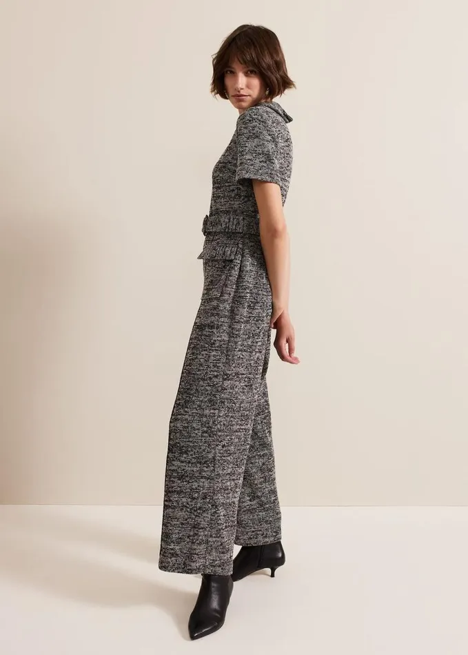 Phase Eight Lavinia Grey Tweed Wide Leg Jumpsuit Grey Women Dresses