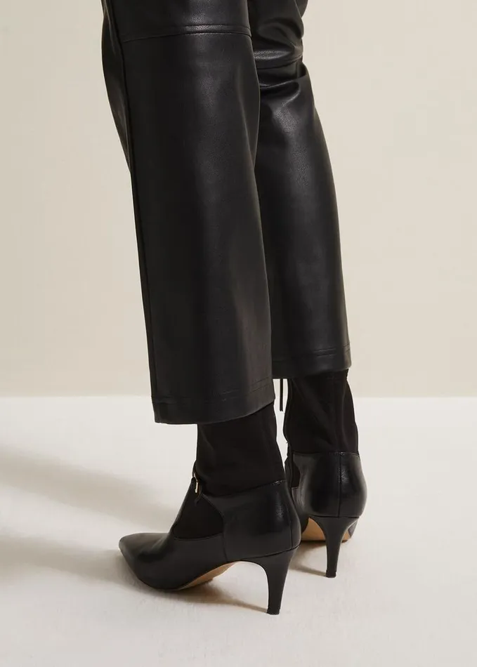 Phase Eight Leather Buckle Detail Sock Boots Black Women Boots