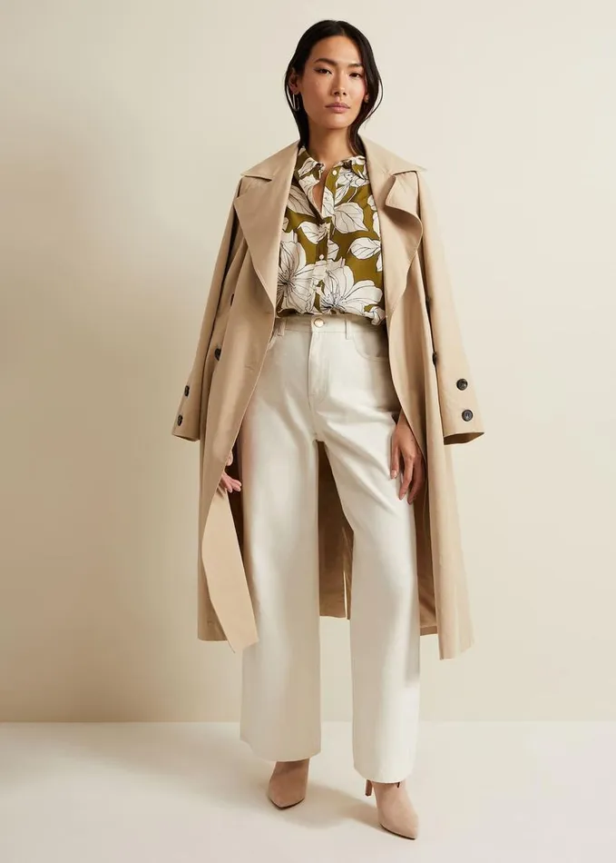 Phase Eight Lena Linear Floral Shirt Olive Women Shirts and Blouses