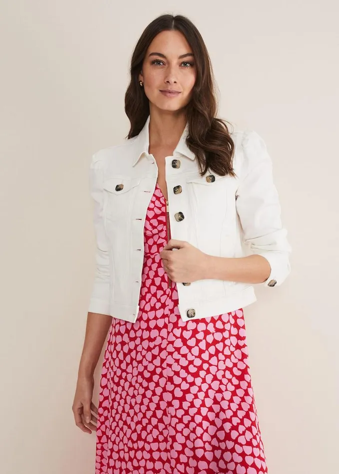 Phase Eight Lettie Denim Jacket White Women Coats