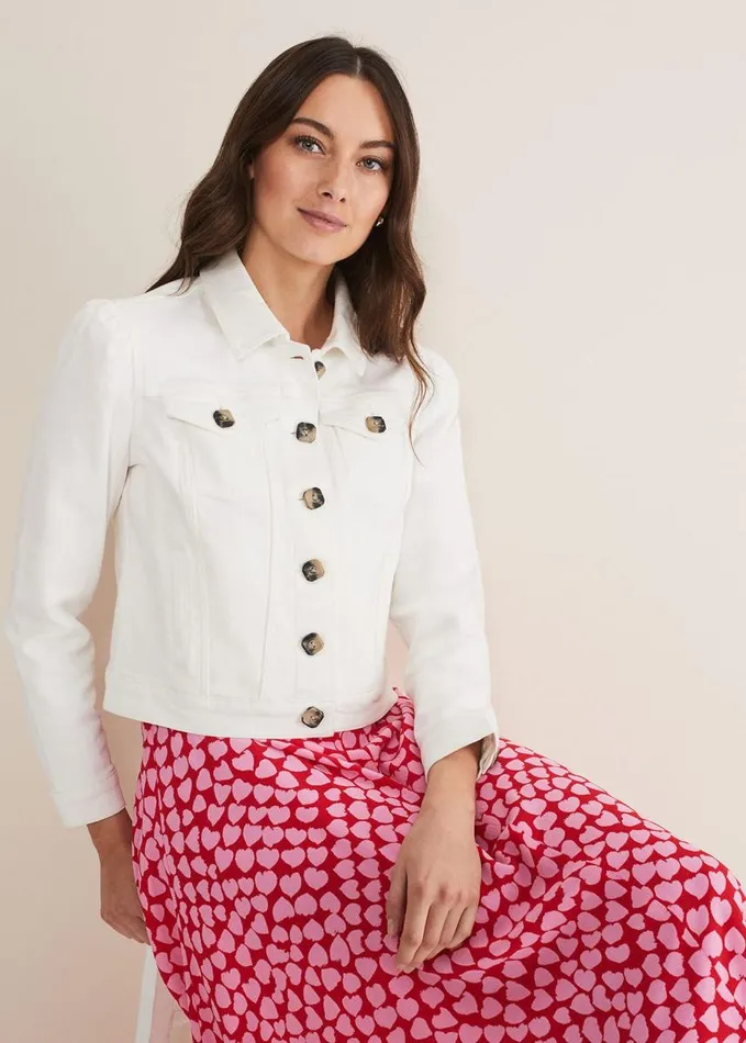 Phase Eight Lettie Denim Jacket White Women Coats