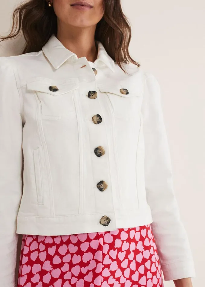 Phase Eight Lettie Denim Jacket White Women Coats