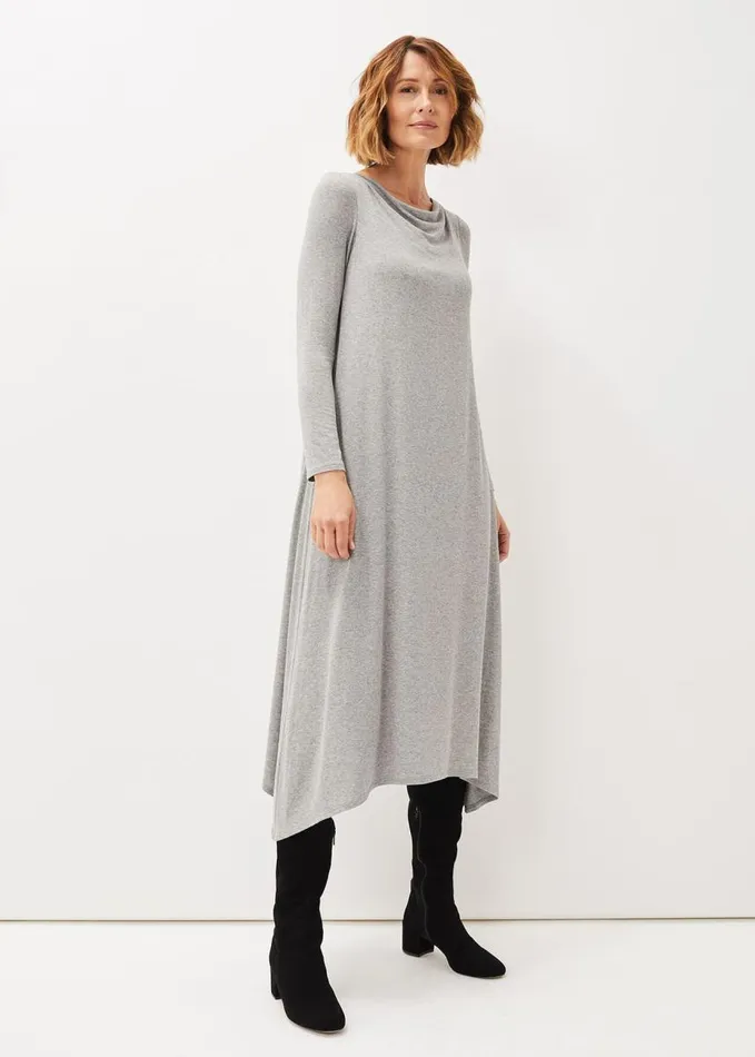 Phase Eight Lexy Midi Jersey Dress Grey Marl Women Dresses