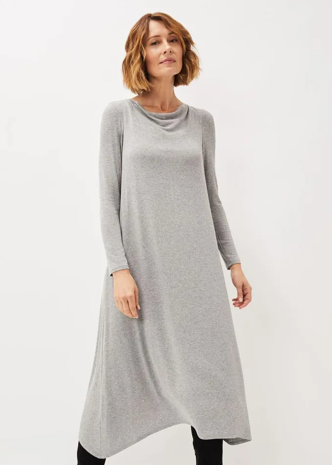 Phase Eight Lexy Midi Jersey Dress Grey Marl Women Dresses