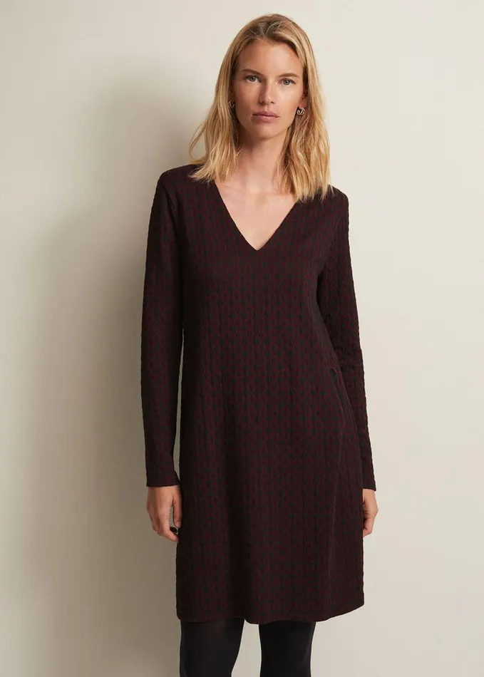 Phase Eight Lianna Geo Mini Dress Burgundy Women Dresses