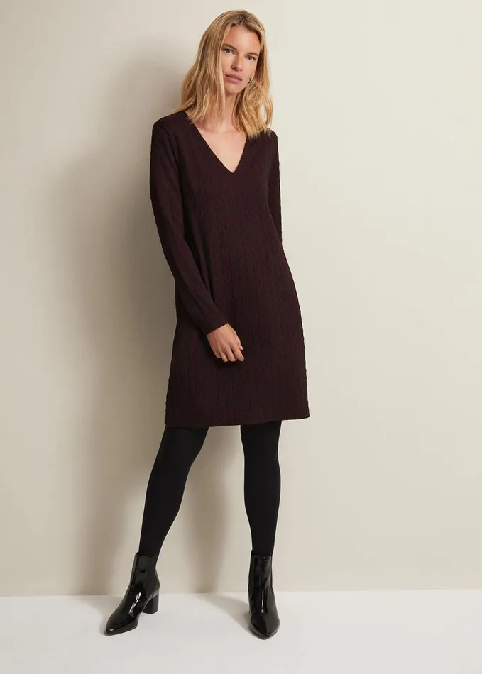 Phase Eight Lianna Geo Mini Dress Burgundy Women Dresses