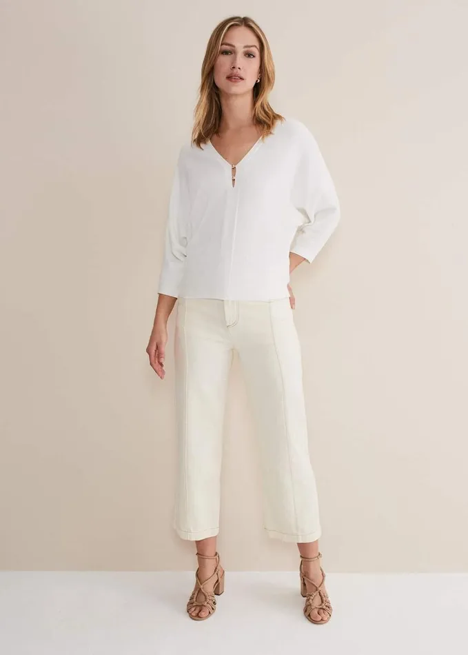 Phase Eight Lilliah Fine Knit Embellished Jumper Ivory Women Knitwear
