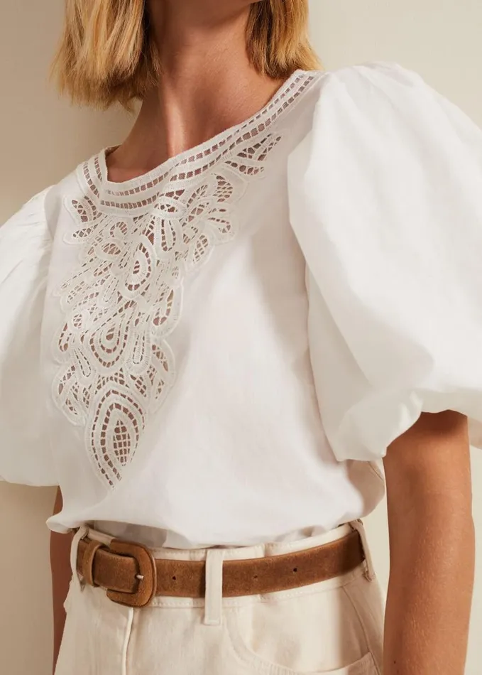 Phase Eight Lillianna Lace Front Blouse White Women Shirts and Blouses