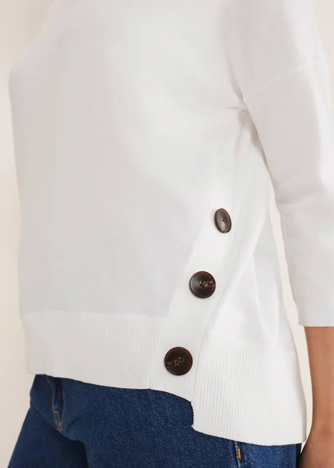 Phase Eight Linda Button Trim Knit Ivory Women Knitwear