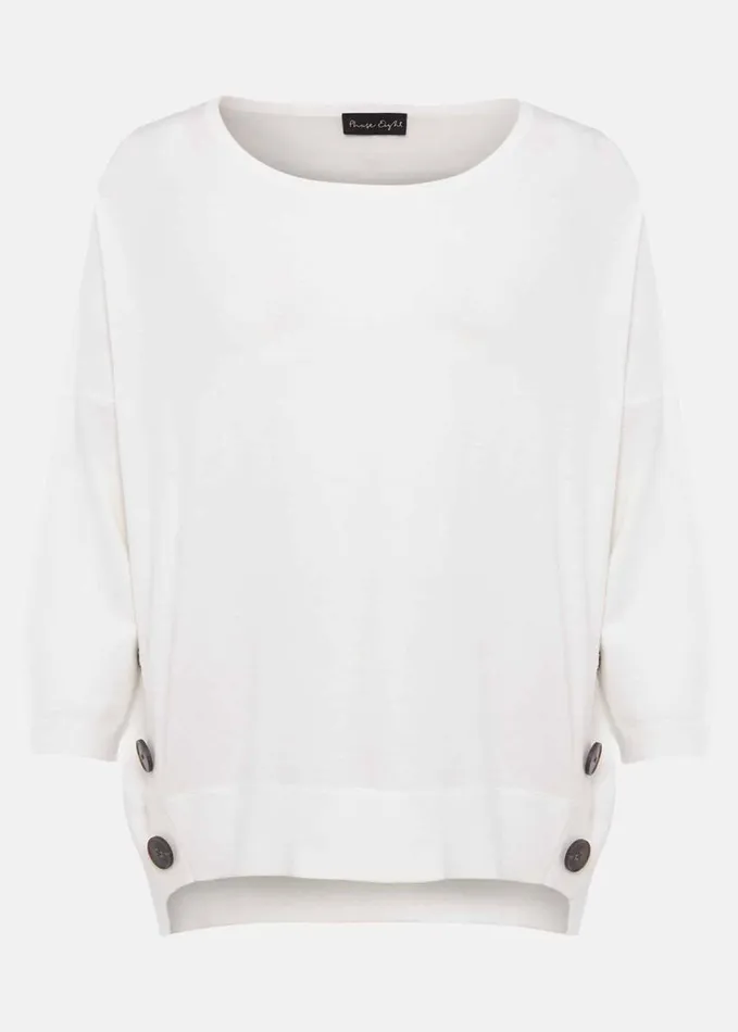 Phase Eight Linda Button Trim Knit Ivory Women Knitwear