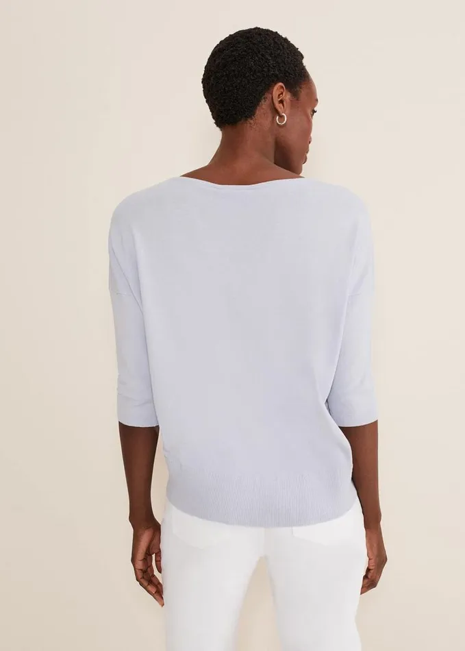 Phase Eight Linda Button Trim Knit Pale Blue Women Knitwear
