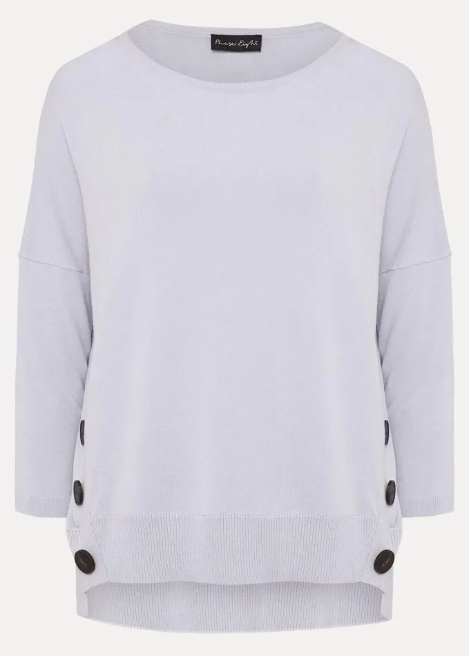 Phase Eight Linda Button Trim Knit Pale Blue Women Knitwear
