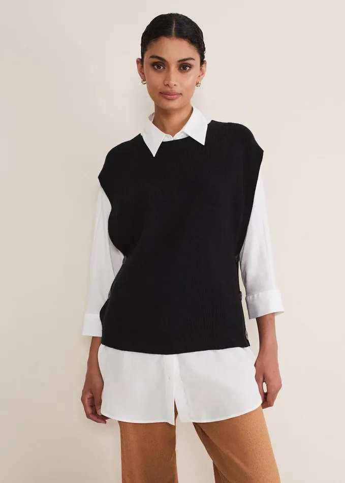 Phase Eight Liv Knitted Tabbard Black Women Knitwear
