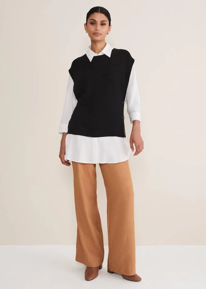 Phase Eight Liv Knitted Tabbard Black Women Knitwear