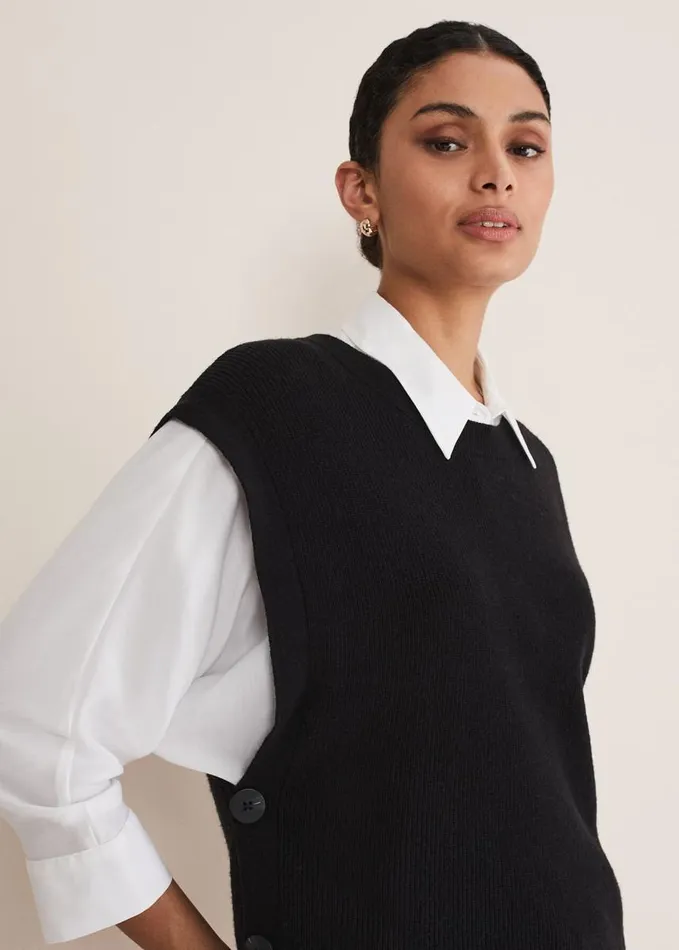 Phase Eight Liv Knitted Tabbard Black Women Knitwear