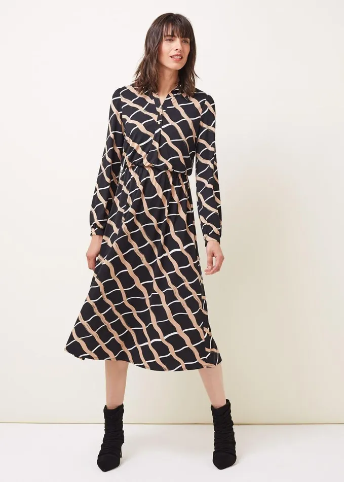 Phase Eight Loren Check Shirt Dress Blackcamel Women Dresses