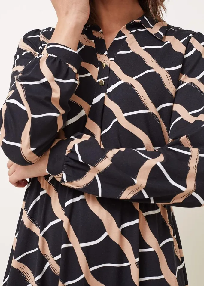 Phase Eight Loren Check Shirt Dress Blackcamel Women Dresses