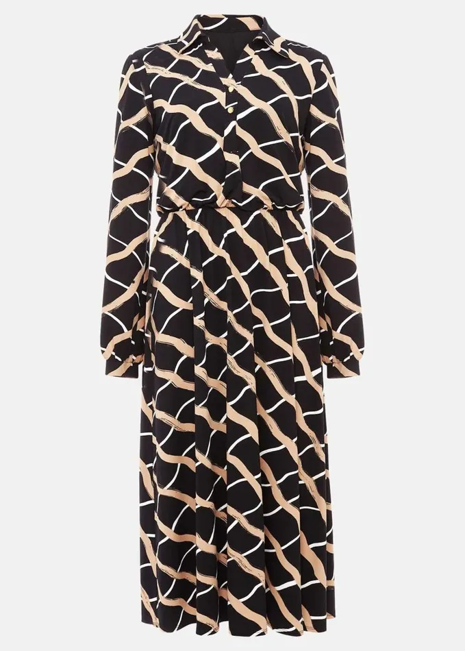 Phase Eight Loren Check Shirt Dress Blackcamel Women Dresses