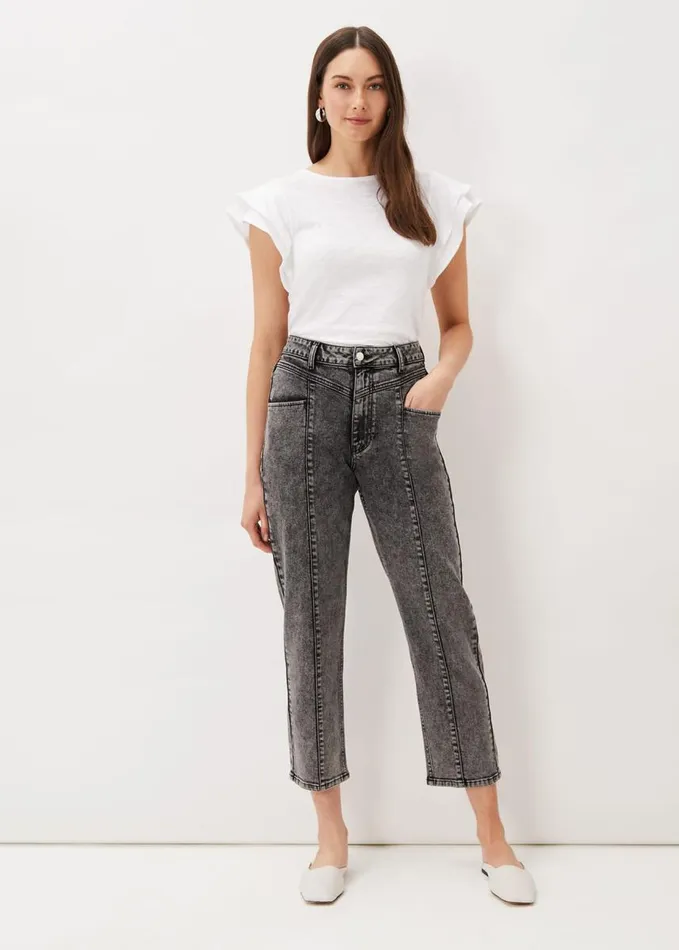 Phase Eight Lou Mom Jeans Washed Black Women Trousers