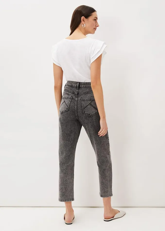 Phase Eight Lou Mom Jeans Washed Black Women Trousers