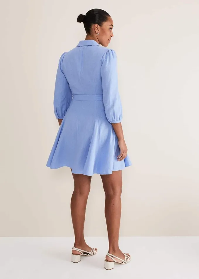 Phase Eight Lucie Linen Shirt Dress Pale Blue Women Dresses
