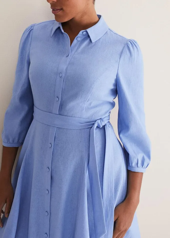 Phase Eight Lucie Linen Shirt Dress Pale Blue Women Dresses