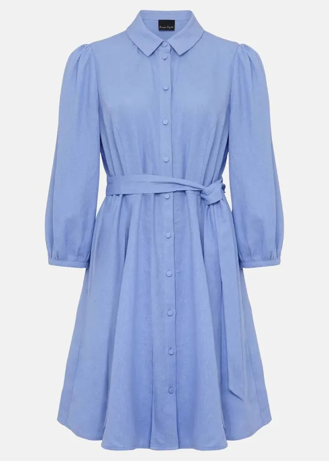 Phase Eight Lucie Linen Shirt Dress Pale Blue Women Dresses