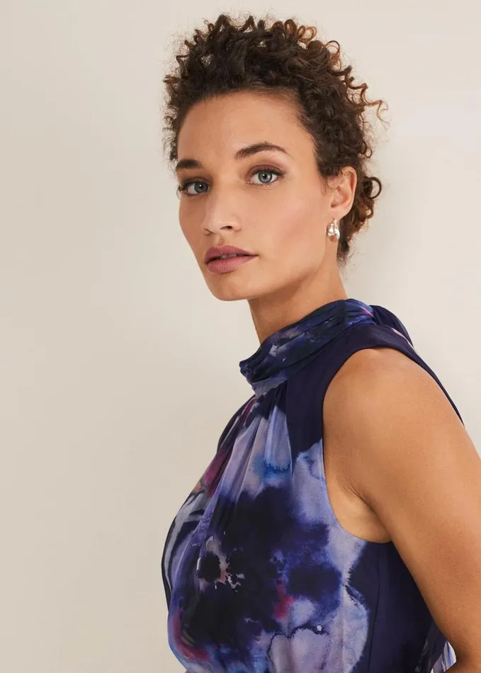 Phase Eight Lucinda Chiffon Floral Midi Dress Navymulti Women Dresses