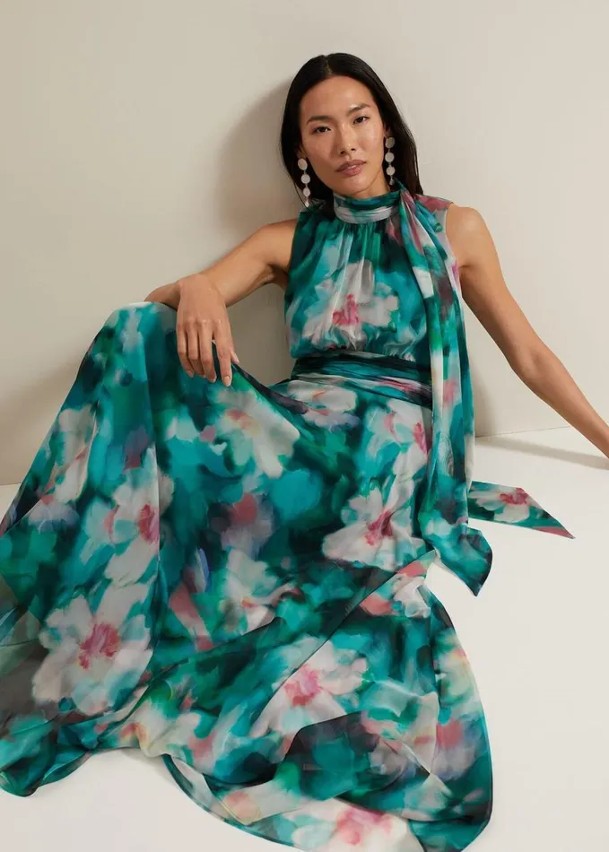 Phase Eight Lucinda Chiffon Print Maxi Dress Multicoloured Women Dresses