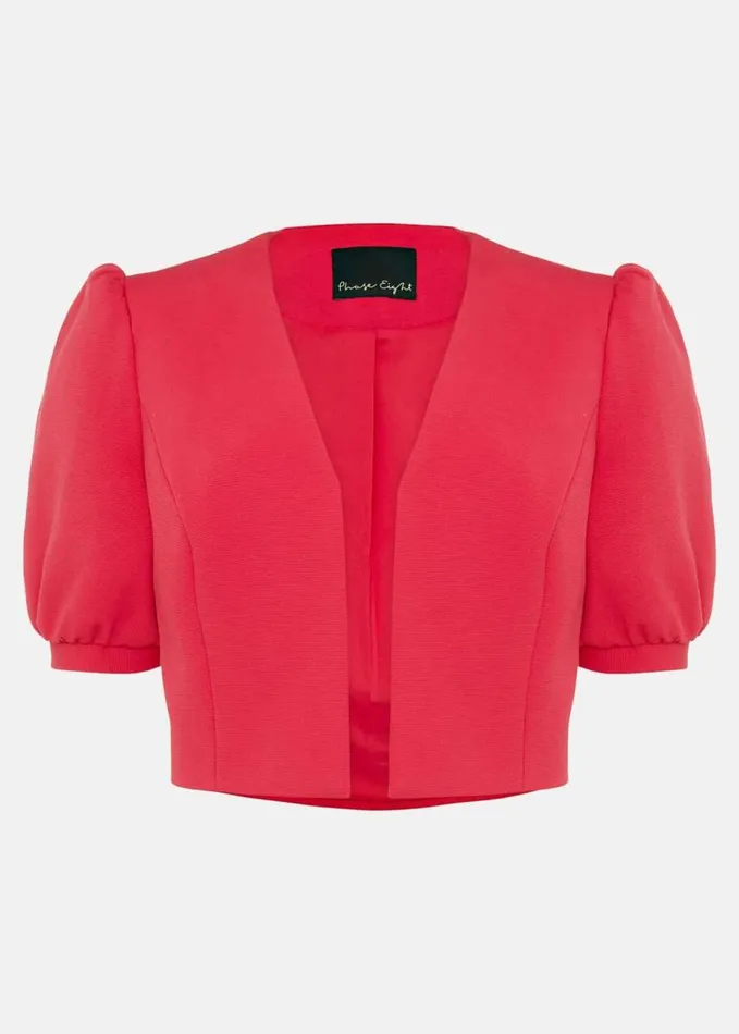 Phase Eight Mabel Puff Sleeve Jacket Lipstick Women Jackets